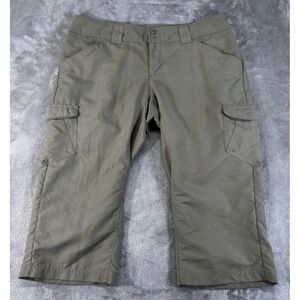 Columbia Omni-Shade Cargo Capri Pants Womens 4W 18L Olive Green Excellent Hiking
